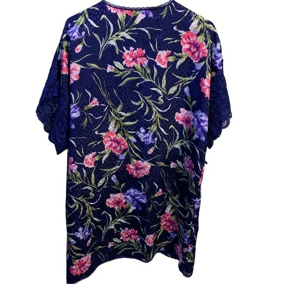 Vintage Lucie Ann II Floral Lacey Lingerie Robe Kimono Made in USA Size Medium - Picture 2 of 14